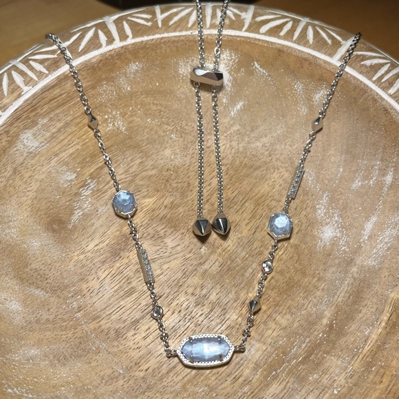 Kendra Scott Silver Maddie Necklace w/ Sky Blue Illusion